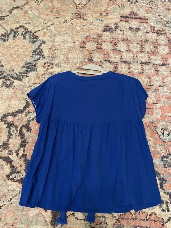 Savanna Jane Royal Blue Embroidered Boho Top - Picture 3 of 3